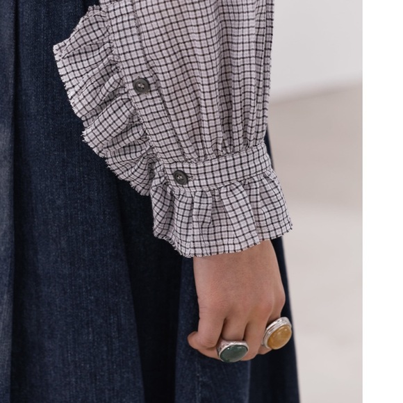 NWT Zara Women’s COLLECTION RUFFLED PLAID BLOUSE XL - Picture 3 of 10